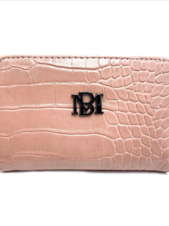 Badgley Mischka Handbags - Badgley Mischka Croc-Embossed Pink Blush Zip Wallet NWT Vegan Leather